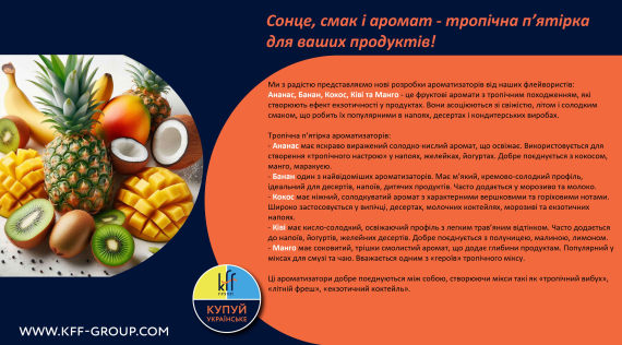 КФФ ГРУПП Сонце, смак і аромат – тропічна п’ятірка для ваших продуктів!